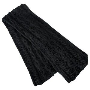New Calvin Klein Black Cable Knit Bellows Scarf 100% Acrylic 8” Wide 98" Long
